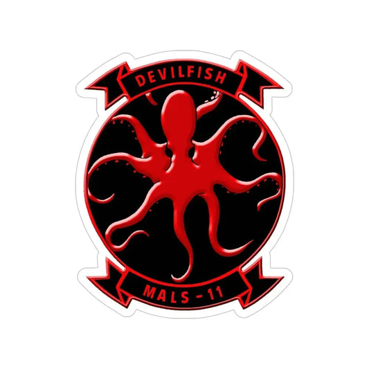 MALS 11 Devilfish (USMC) Transparent STICKER Die-Cut Vinyl Decal 6 Inch - The Sticker Space