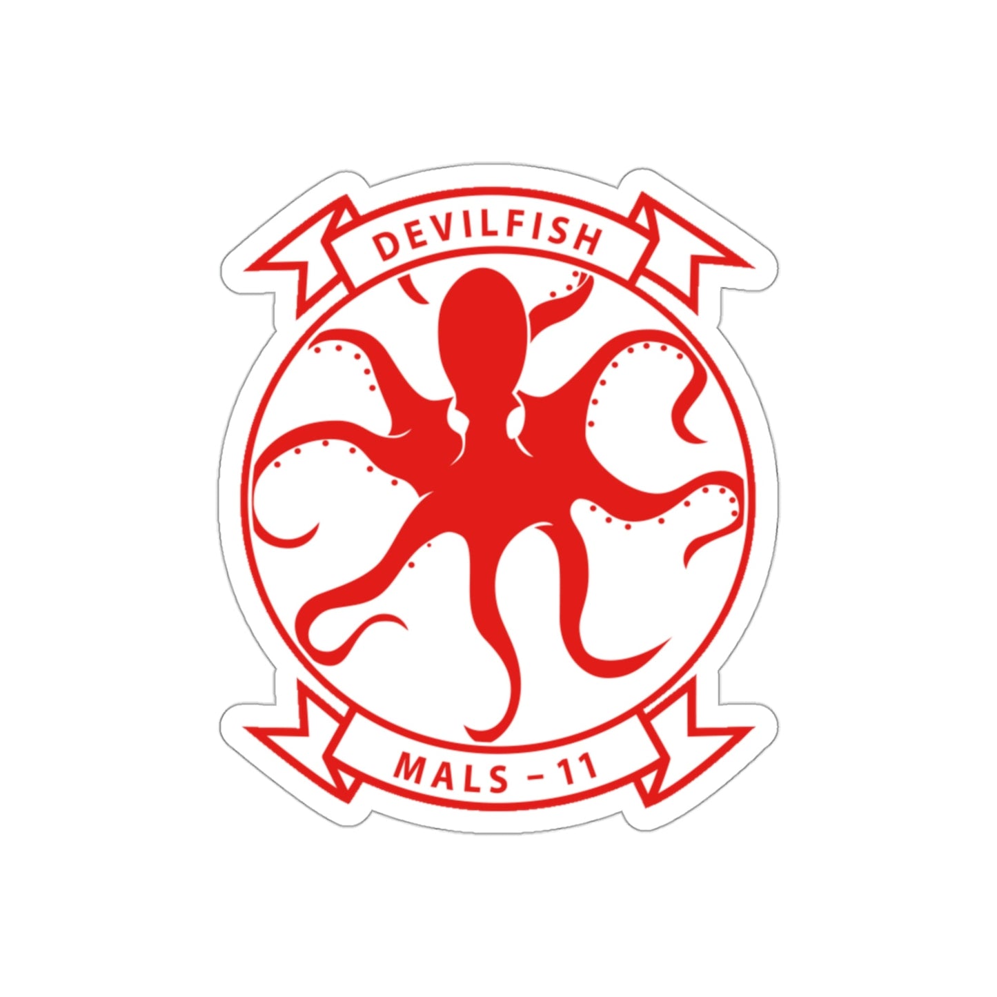 MALS 11 Devilfish v2 (USMC) STICKER Vinyl Die-Cut Decal-3 Inch-The Sticker Space