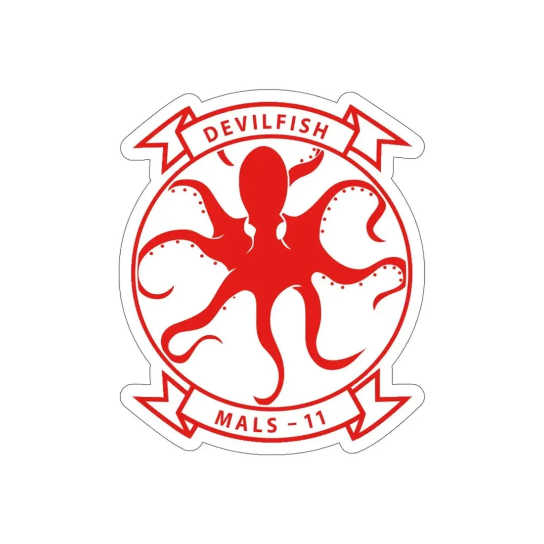 MALS 11 Devilfish v2 (USMC) STICKER Vinyl Die-Cut Decal 5 Inch - The Sticker Space