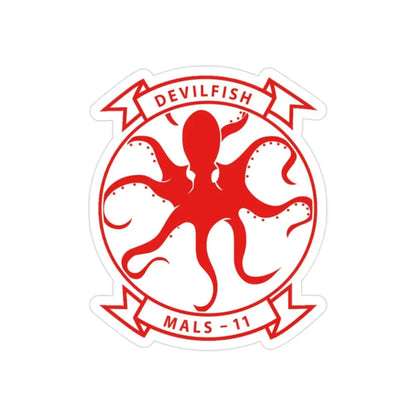 MALS 11 Devilfish v2 (USMC) Transparent STICKER Die-Cut Vinyl Decal 2 Inch - The Sticker Space