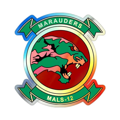 MALS 12 Marauders (USMC) Holographic STICKER Die-Cut Vinyl Decal 3 Inch Holographic - The Sticker Space