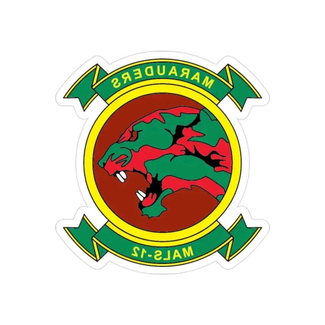MALS 12 Marauders (USMC) REVERSE PRINT Transparent Die-Cut STICKER 2 Inch Die-Cut Transparent - The Sticker Space