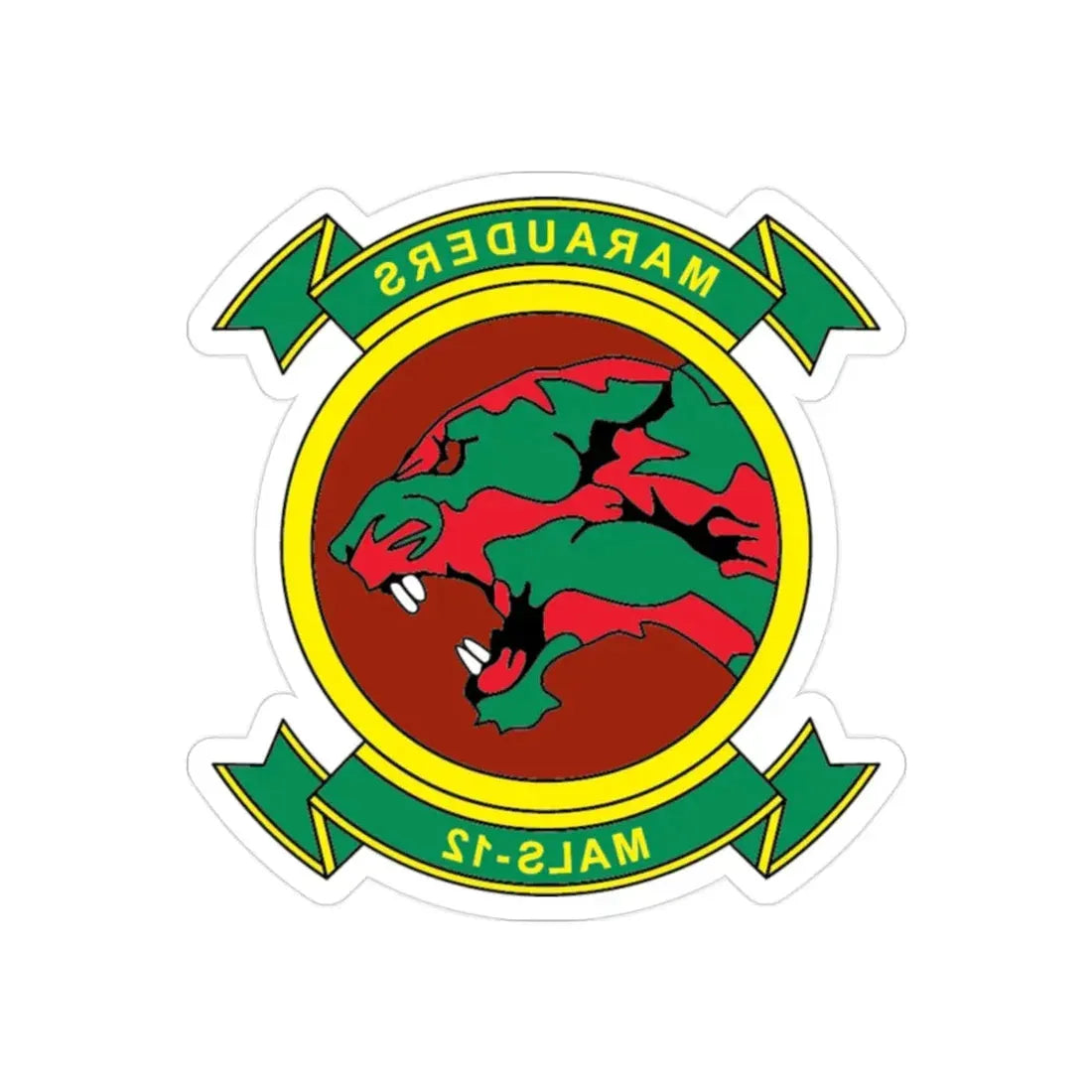 MALS 12 Marauders (USMC) REVERSE PRINT Transparent Die-Cut STICKER - The Sticker Space