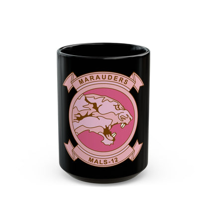 MALS 12 Wives Club PINK (USMC) Black Coffee Mug-15oz-The Sticker Space