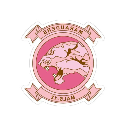 MALS 12 Wives Club PINK (USMC) REVERSE PRINT Transparent Die-Cut STICKER 5 Inch Die-Cut Transparent - The Sticker Space