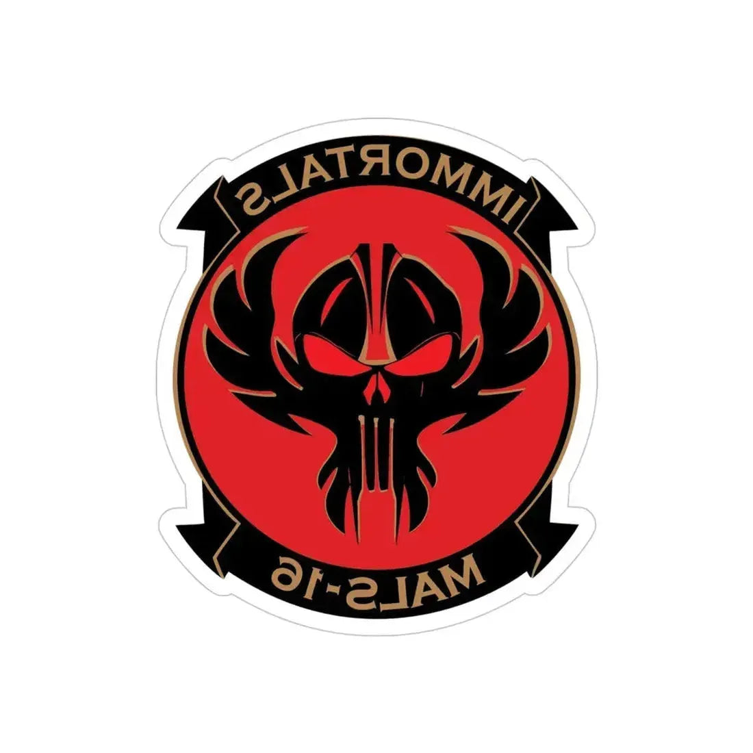 MALS 16 Immortals (USMC) REVERSE PRINT Transparent Die-Cut STICKER 4 Inch Die-Cut Transparent - The Sticker Space