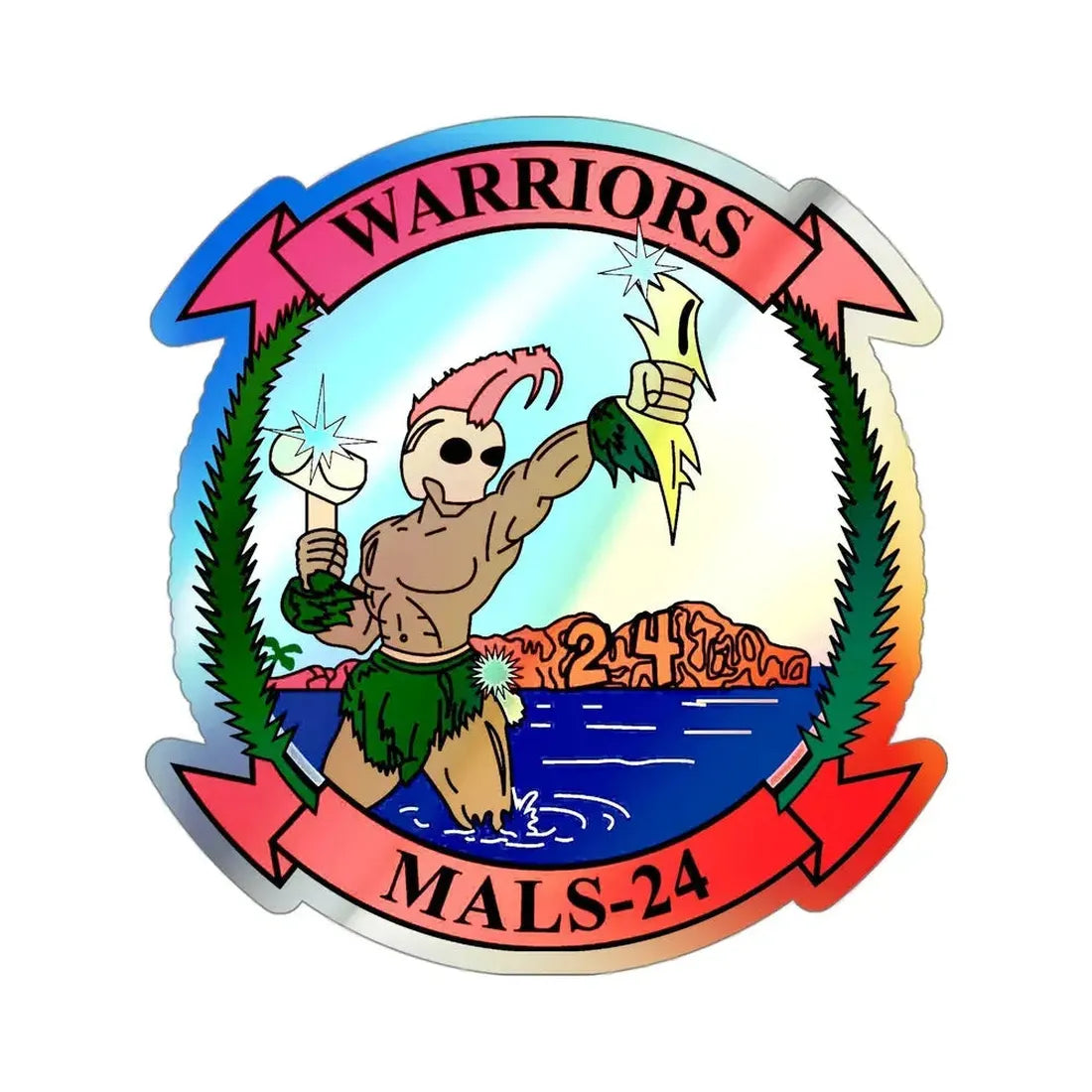 MALS 24 Warriors (USMC) Holographic STICKER Die-Cut Vinyl Decal 4 Inch Holographic - The Sticker Space