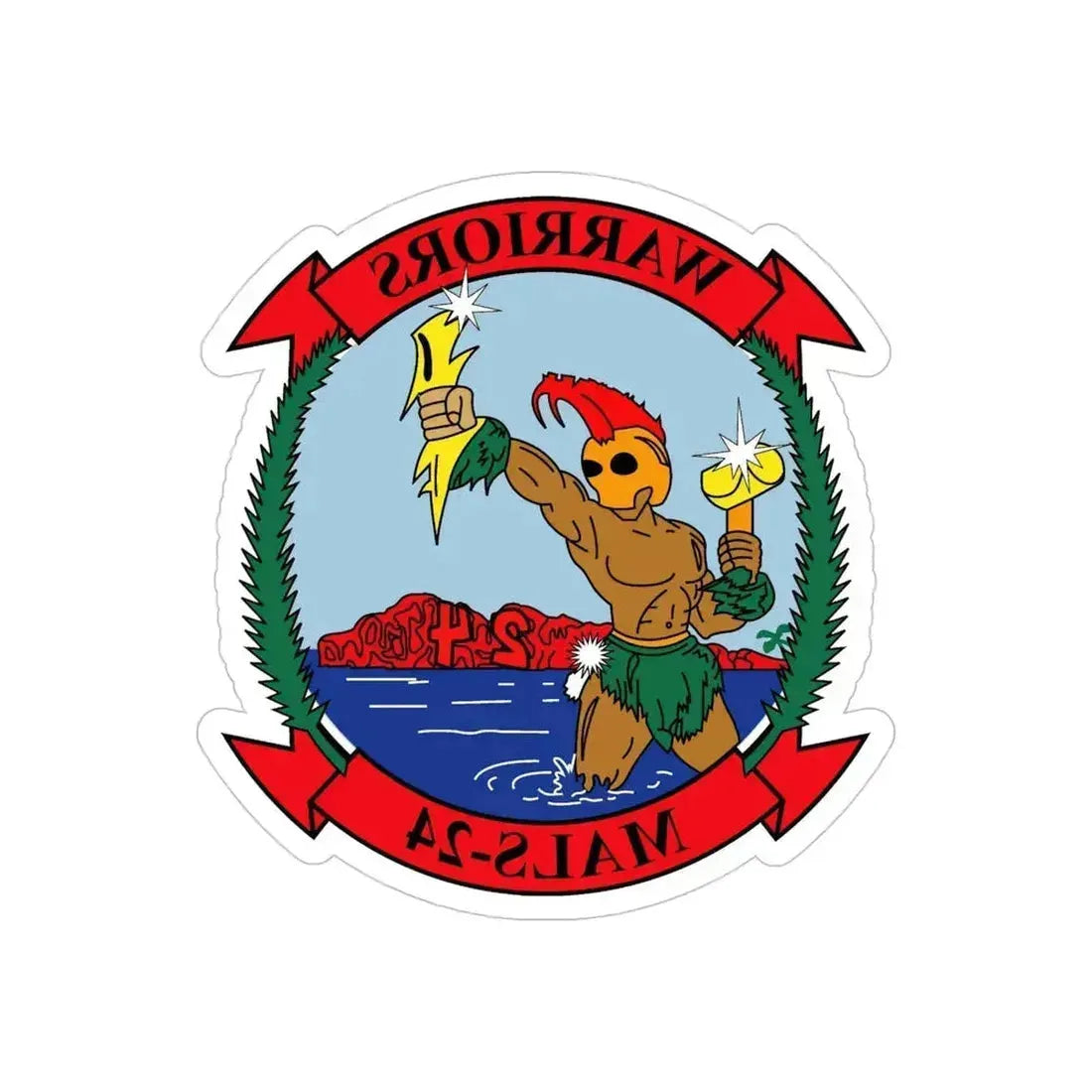 MALS 24 Warriors (USMC) REVERSE PRINT Transparent Die-Cut STICKER 6 Inch Die-Cut Transparent - The Sticker Space