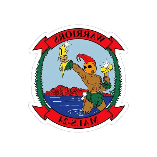 MALS 24 Warriors (USMC) REVERSE PRINT Transparent Die-Cut STICKER 6 Inch Die-Cut Transparent - The Sticker Space