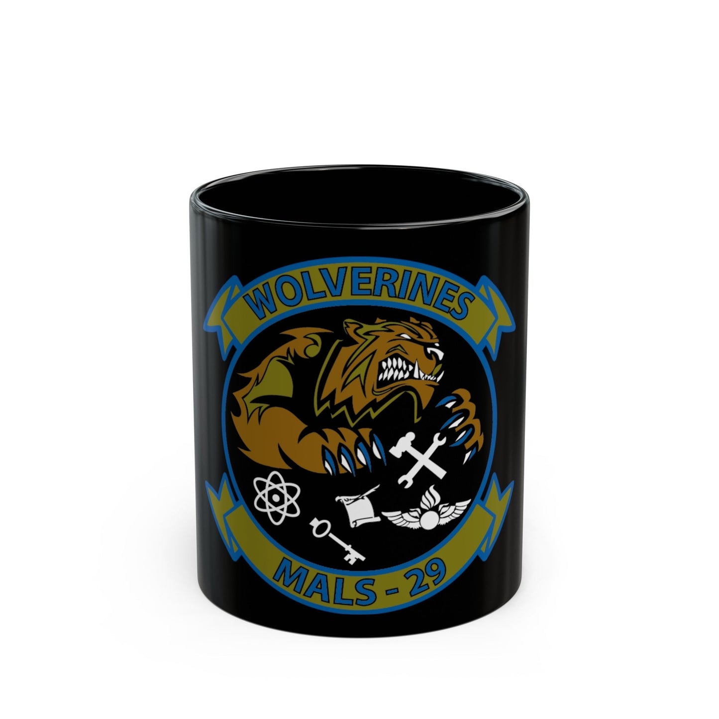 MALS 29 Wolverines (USMC) Black Coffee Mug-11oz-The Sticker Space