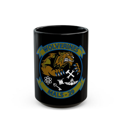 MALS 29 Wolverines (USMC) Black Coffee Mug-15oz-The Sticker Space