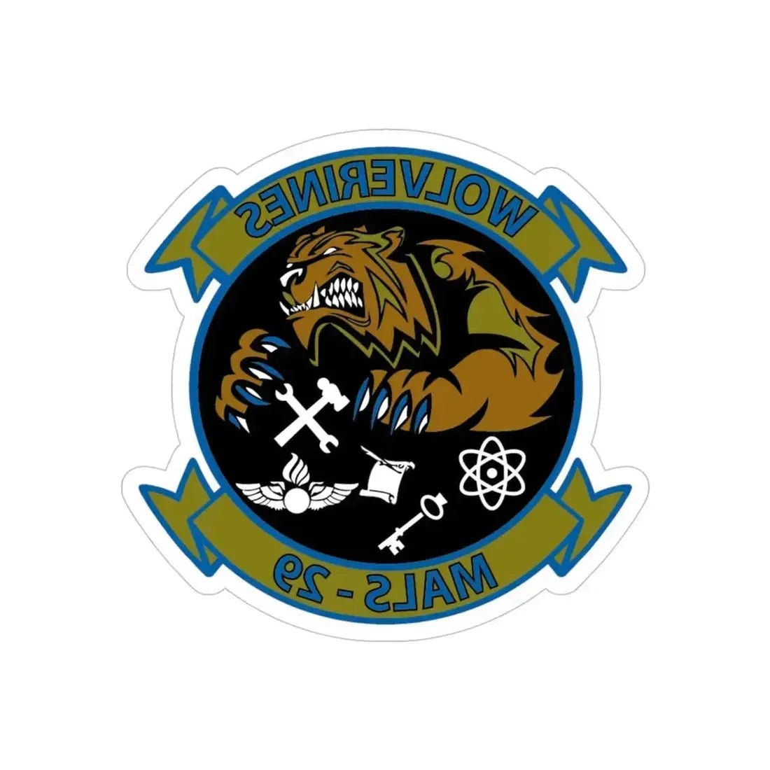 MALS 29 Wolverines (USMC) REVERSE PRINT Transparent Die-Cut STICKER 4 Inch Die-Cut Transparent - The Sticker Space