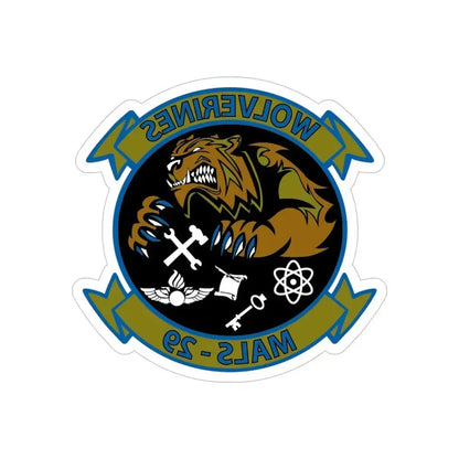 MALS 29 Wolverines (USMC) REVERSE PRINT Transparent Die-Cut STICKER 5 Inch Die-Cut Transparent - The Sticker Space