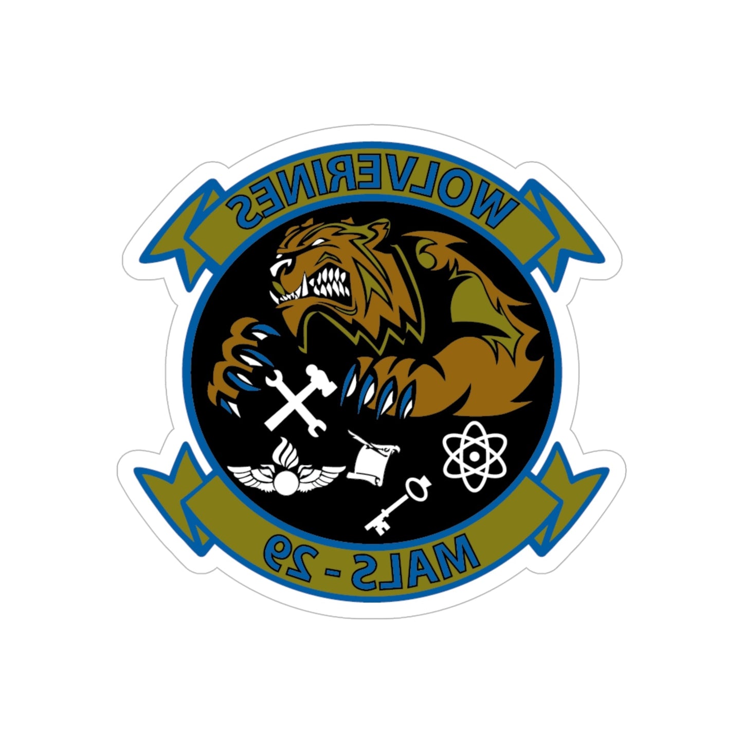 MALS 29 Wolverines (USMC) REVERSE PRINT Transparent STICKER-6 Inch-The Sticker Space