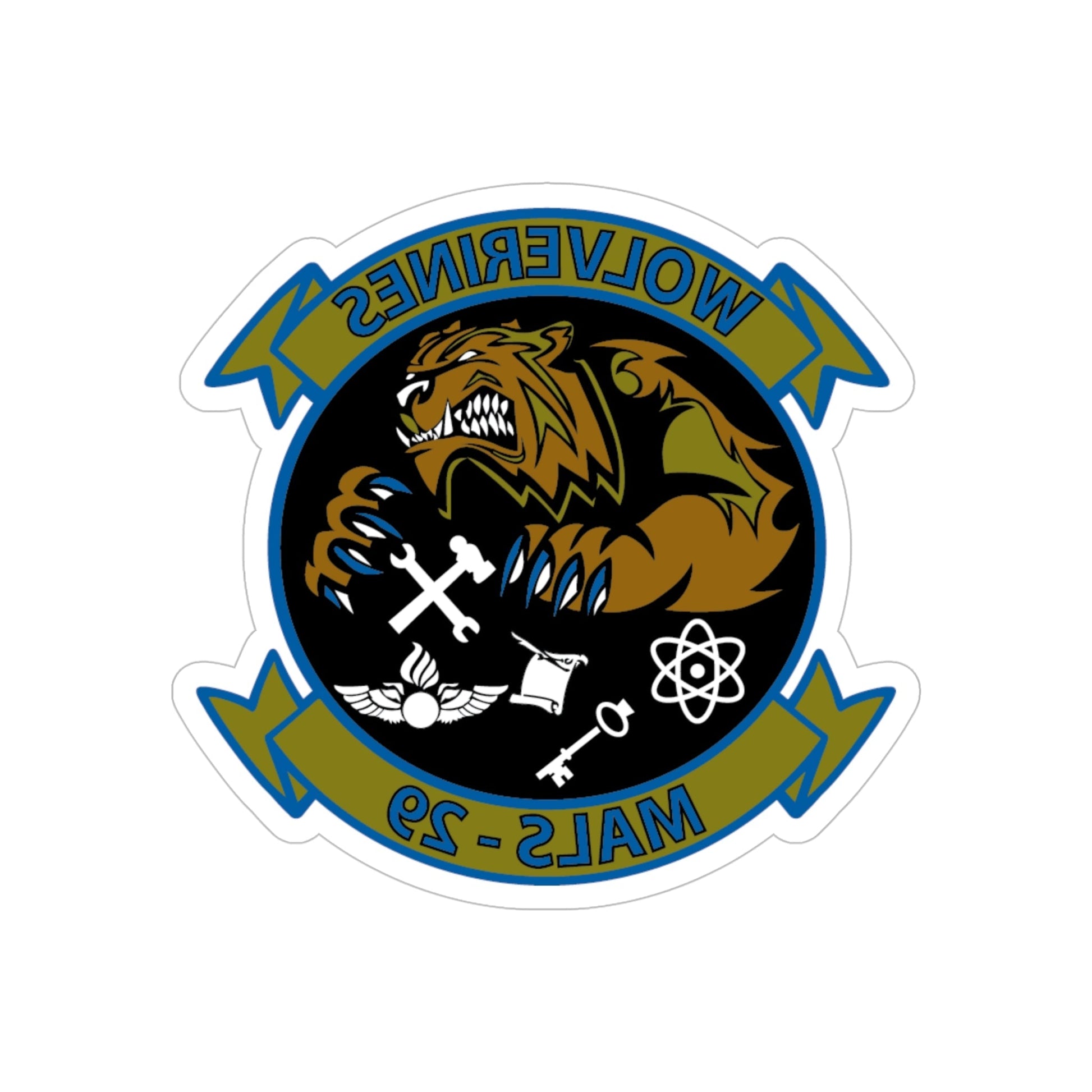 MALS 29 Wolverines (USMC) REVERSE PRINT Transparent STICKER-6 Inch-The Sticker Space