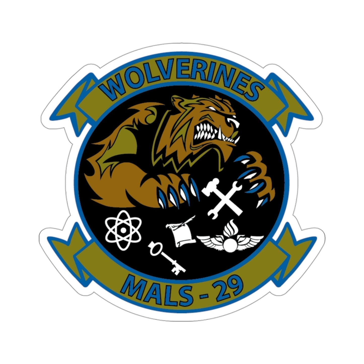 MALS 29 Wolverines (USMC) STICKER Vinyl Die-Cut Decal-3 Inch-The Sticker Space