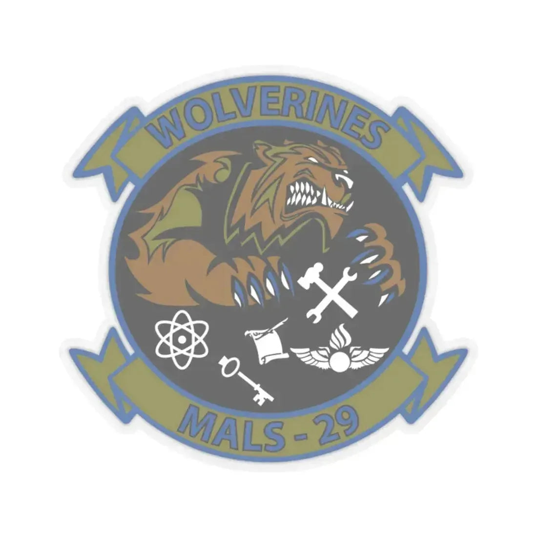 MALS 29 Wolverines (USMC) STICKER Vinyl Kiss-Cut Decal 3 Inch Transparent - The Sticker Space