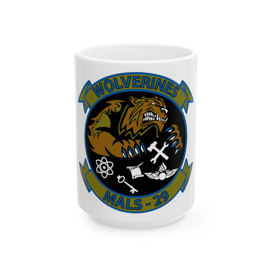 MALS 29 Wolverines (USMC) White Coffee Mug-15oz-The Sticker Space