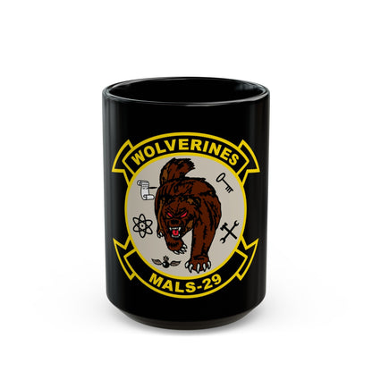 MALS 29 Wolverines v2 (USMC) Black Coffee Mug-15oz-The Sticker Space