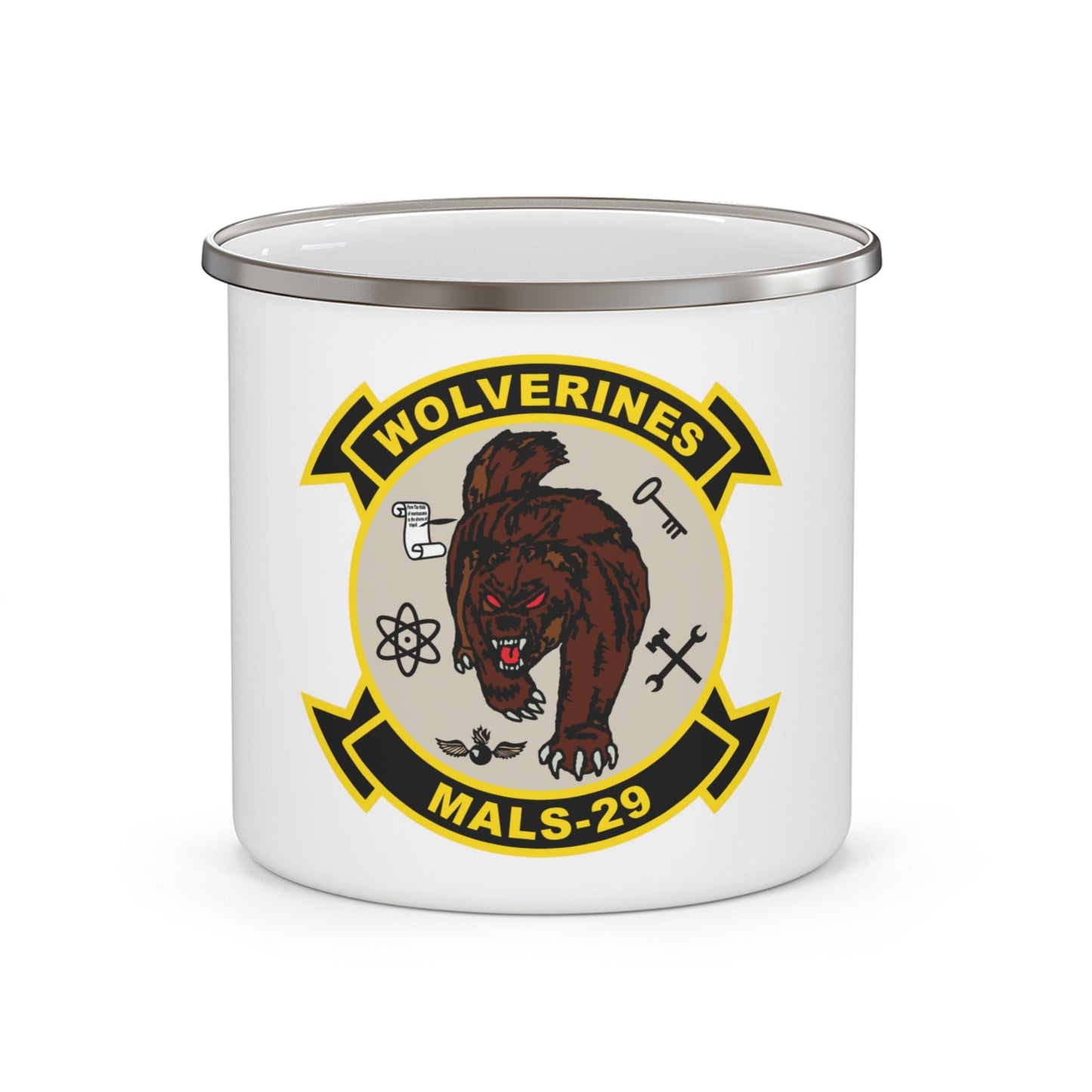 MALS 29 Wolverines v2 (USMC) Enamel Mug-12oz-The Sticker Space