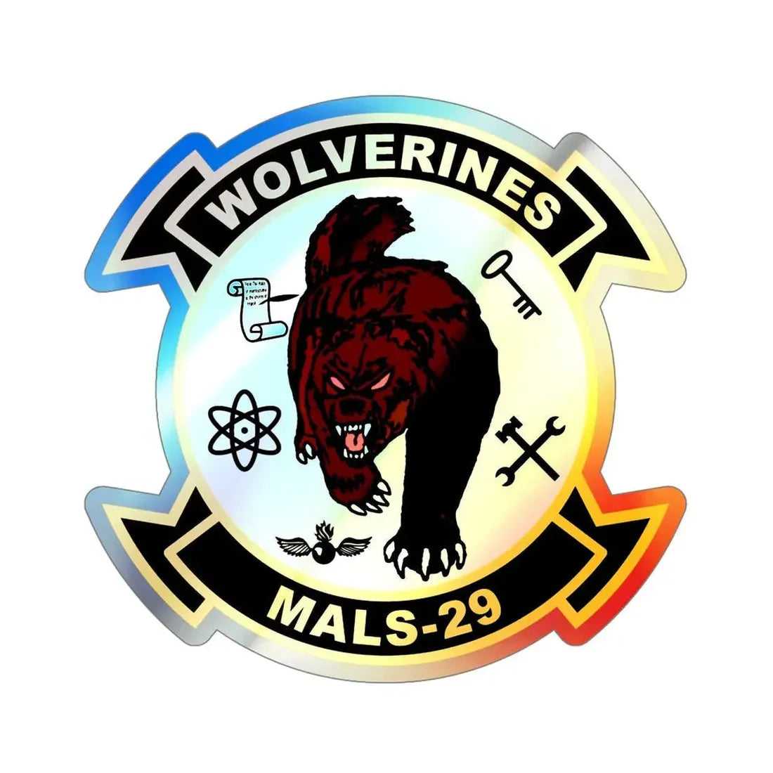MALS 29 Wolverines v2 (USMC) Holographic STICKER Die-Cut Vinyl Decal 6 Inch Holographic - The Sticker Space