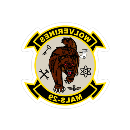 MALS 29 Wolverines v2 (USMC) REVERSE PRINT Transparent STICKER-2" × 2"-The Sticker Space