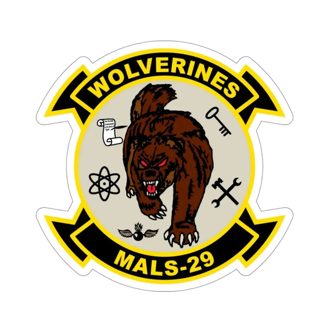 MALS 29 Wolverines v2 (USMC) STICKER Vinyl Die-Cut Decal 3 Inch - The Sticker Space