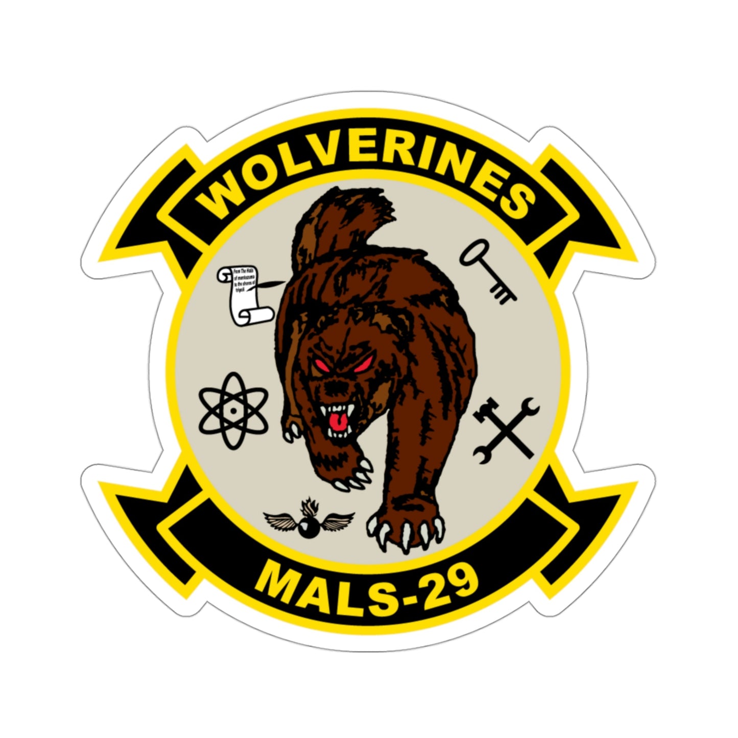 MALS 29 Wolverines v2 (USMC) STICKER Vinyl Die-Cut Decal-3 Inch-The Sticker Space