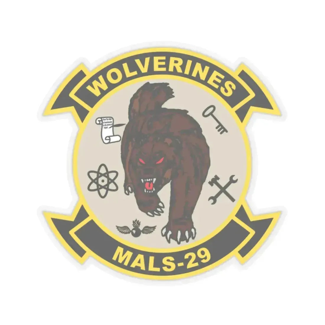 MALS 29 Wolverines v2 (USMC) STICKER Vinyl Kiss-Cut Decal 2 Inch Transparent - The Sticker Space