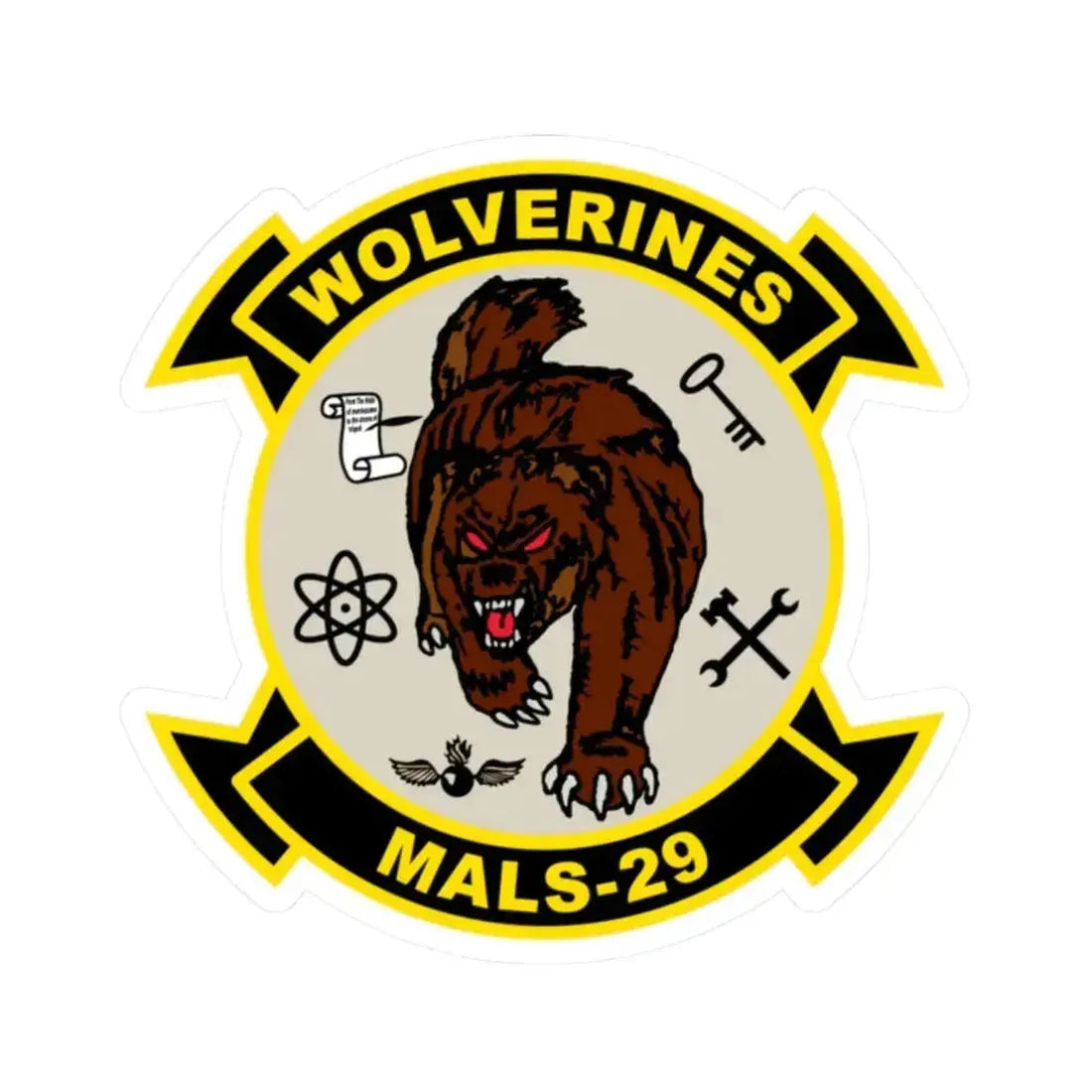 MALS 29 Wolverines v2 (USMC) STICKER Vinyl Kiss-Cut Decal 2 Inch White - The Sticker Space
