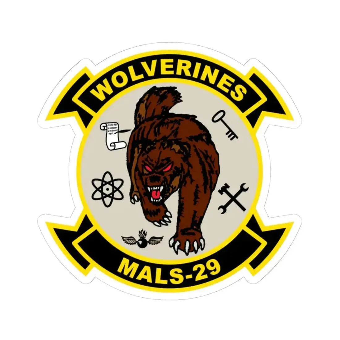 MALS 29 Wolverines v2 (USMC) STICKER Vinyl Kiss-Cut Decal 4 Inch White - The Sticker Space