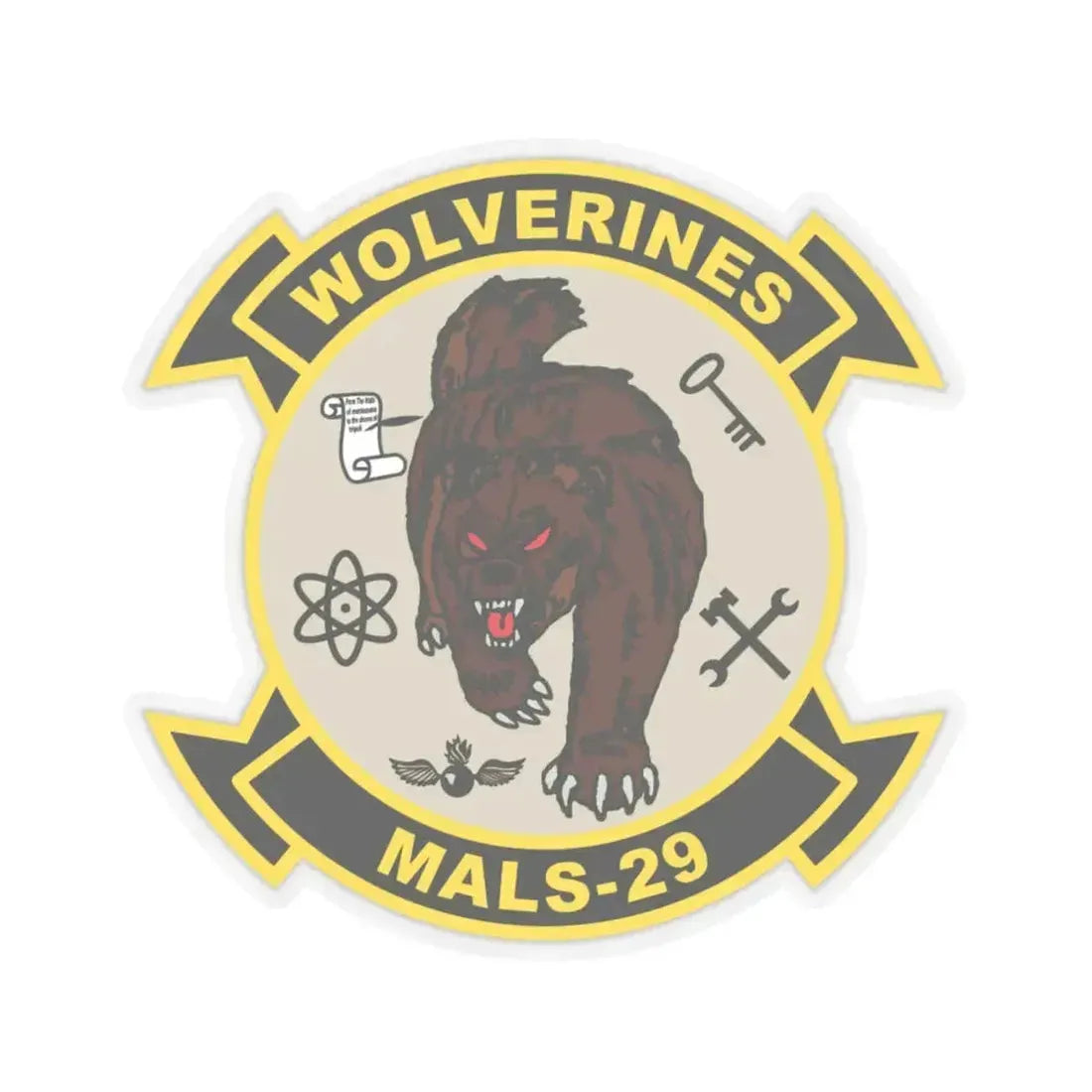 MALS 29 Wolverines v2 (USMC) STICKER Vinyl Kiss-Cut Decal 6 Inch Transparent - The Sticker Space