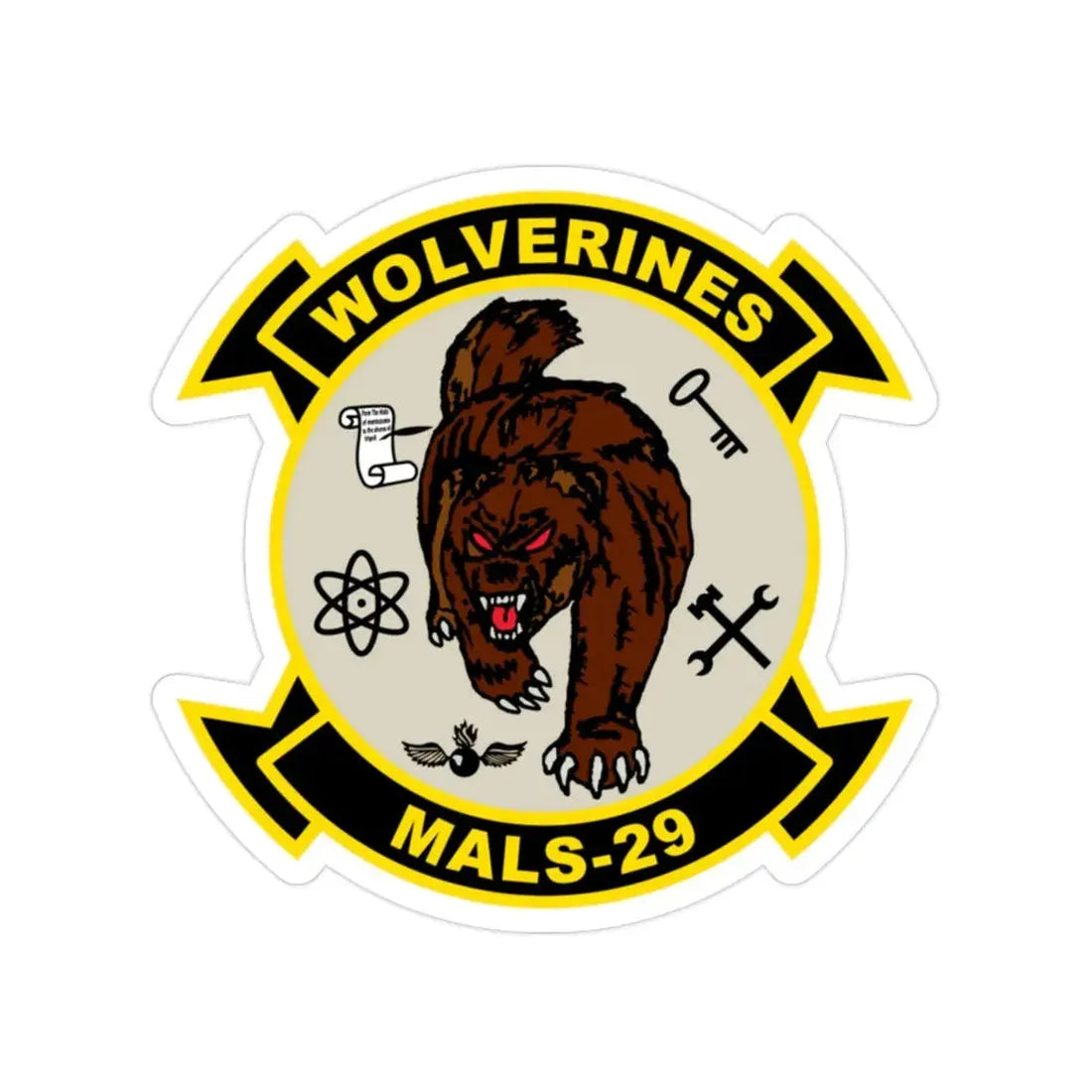 MALS 29 Wolverines v2 (USMC) Transparent STICKER Die-Cut Vinyl Decal 2 Inch - The Sticker Space