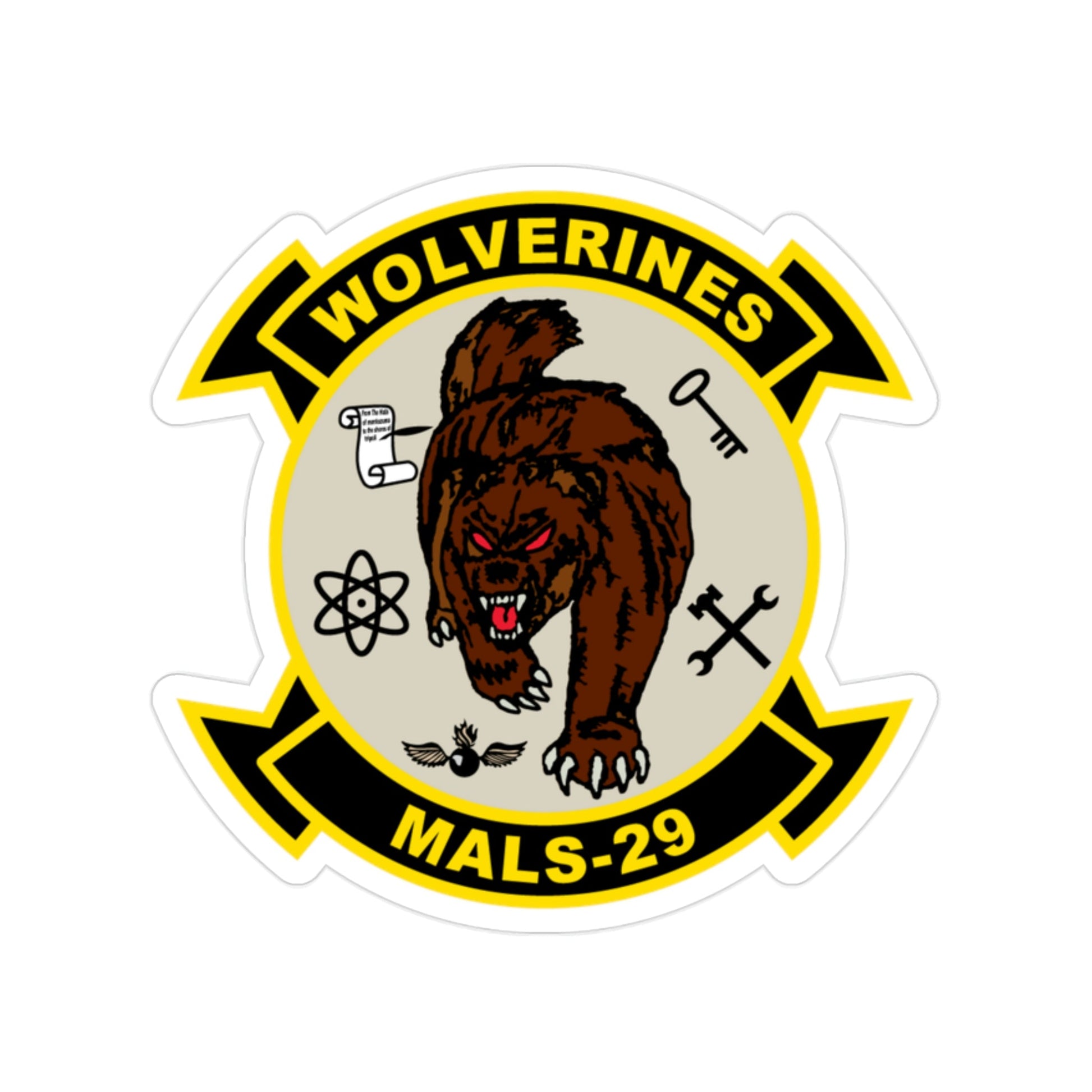 MALS 29 Wolverines v2 (USMC) Transparent STICKER Die-Cut Vinyl Decal-2 Inch-The Sticker Space