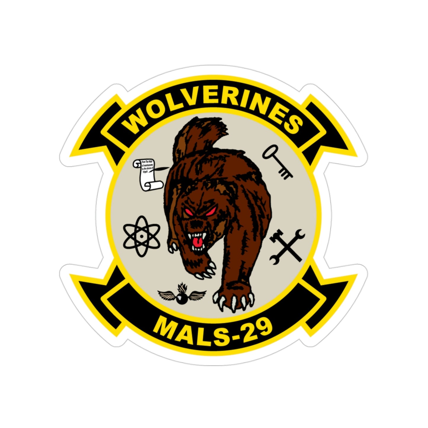 MALS 29 Wolverines v2 (USMC) Transparent STICKER Die-Cut Vinyl Decal-3 Inch-The Sticker Space