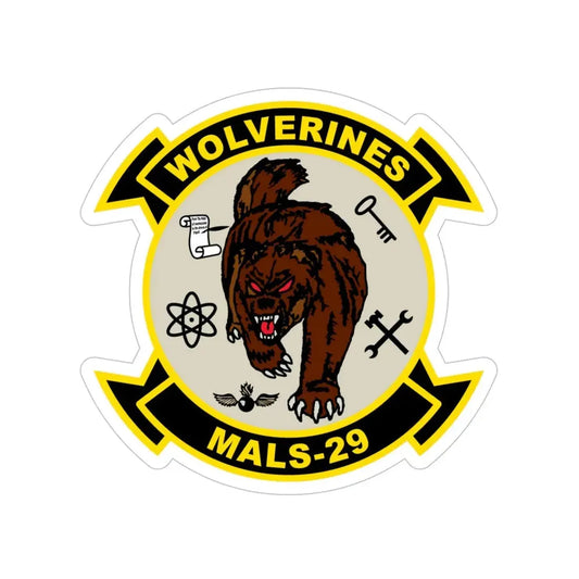 MALS 29 Wolverines v2 (USMC) Transparent STICKER Die-Cut Vinyl Decal 6 Inch - The Sticker Space