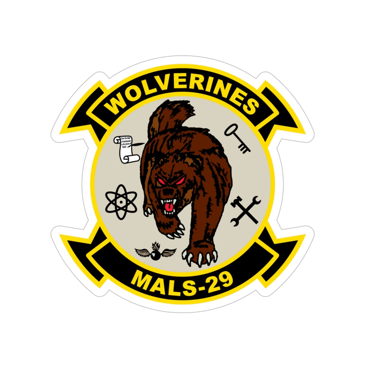 MALS 29 Wolverines v2 (USMC) Transparent STICKER Die-Cut Vinyl Decal-6 Inch-The Sticker Space