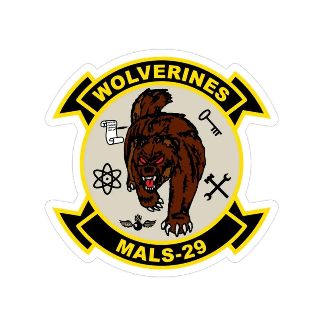 MALS 29 Wolverines v2 (USMC) Transparent STICKER Die-Cut Vinyl Decal - The Sticker Space