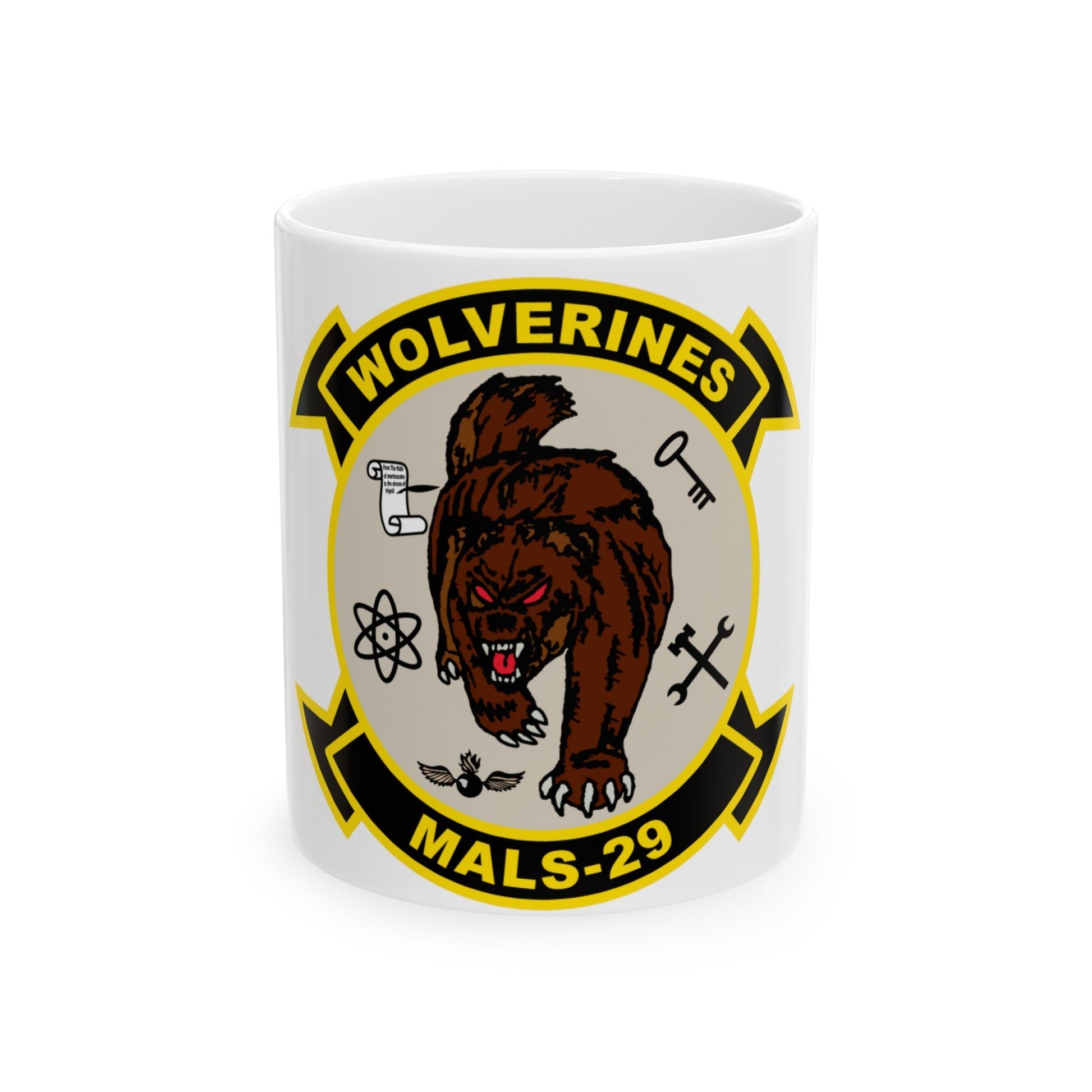 MALS 29 Wolverines v2 (USMC) White Coffee Mug-11oz-The Sticker Space