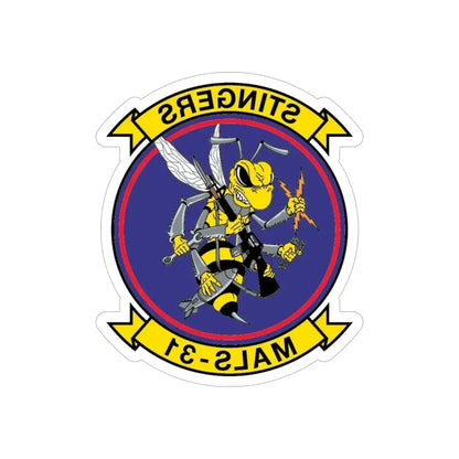 MALS 31 NEW 09 (USMC) REVERSE PRINT Transparent Die-Cut STICKER 5 Inch Die-Cut Transparent - The Sticker Space