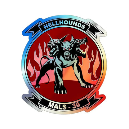 MALS 39 Hellhounds (USMC) Holographic STICKER Die-Cut Vinyl Decal 3 Inch Holographic - The Sticker Space