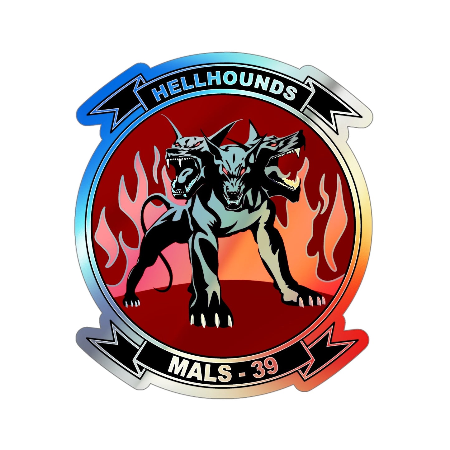 MALS 39 Hellhounds (USMC) Holographic STICKER Die-Cut Vinyl Decal-4 Inch-The Sticker Space