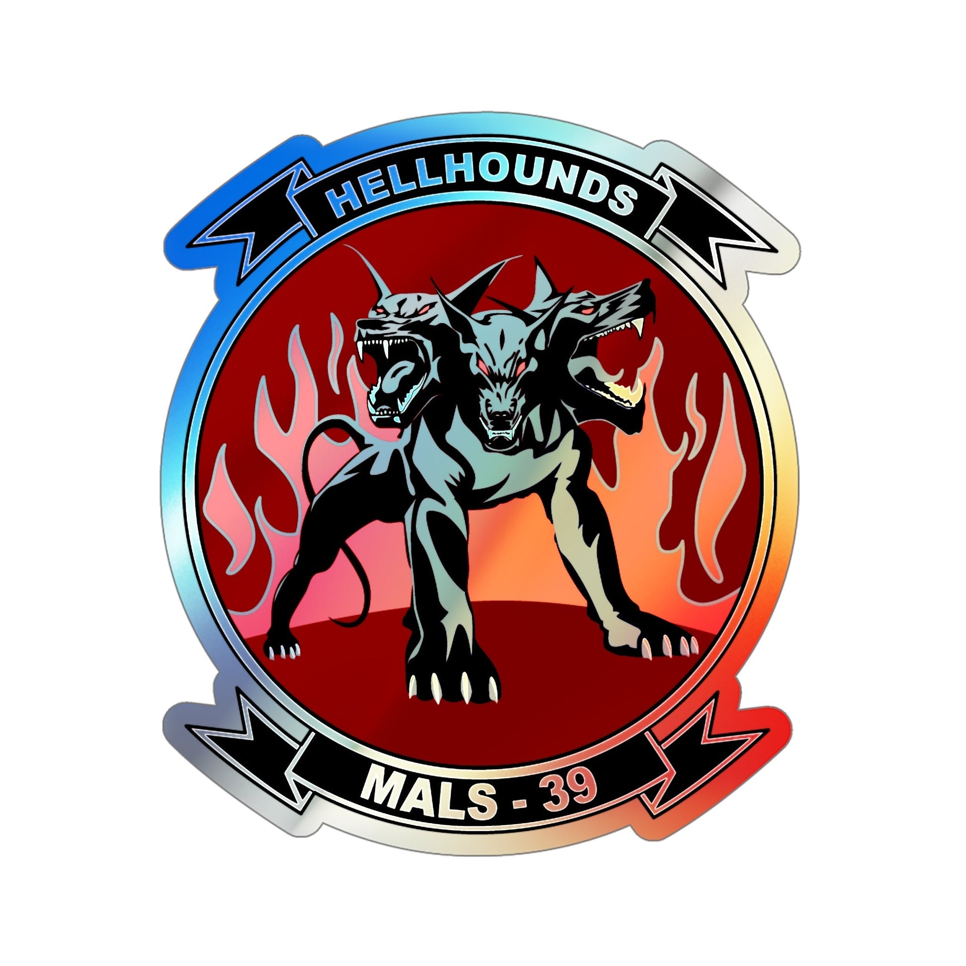 MALS 39 Hellhounds (USMC) Holographic STICKER Die-Cut Vinyl Decal-6 Inch-The Sticker Space