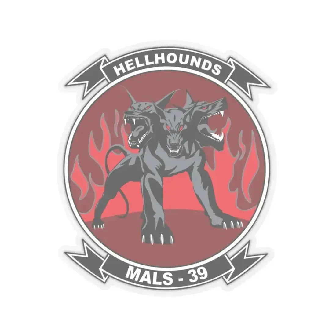 MALS 39 Hellhounds (USMC) STICKER Vinyl Kiss-Cut Decal 3 Inch Transparent - The Sticker Space