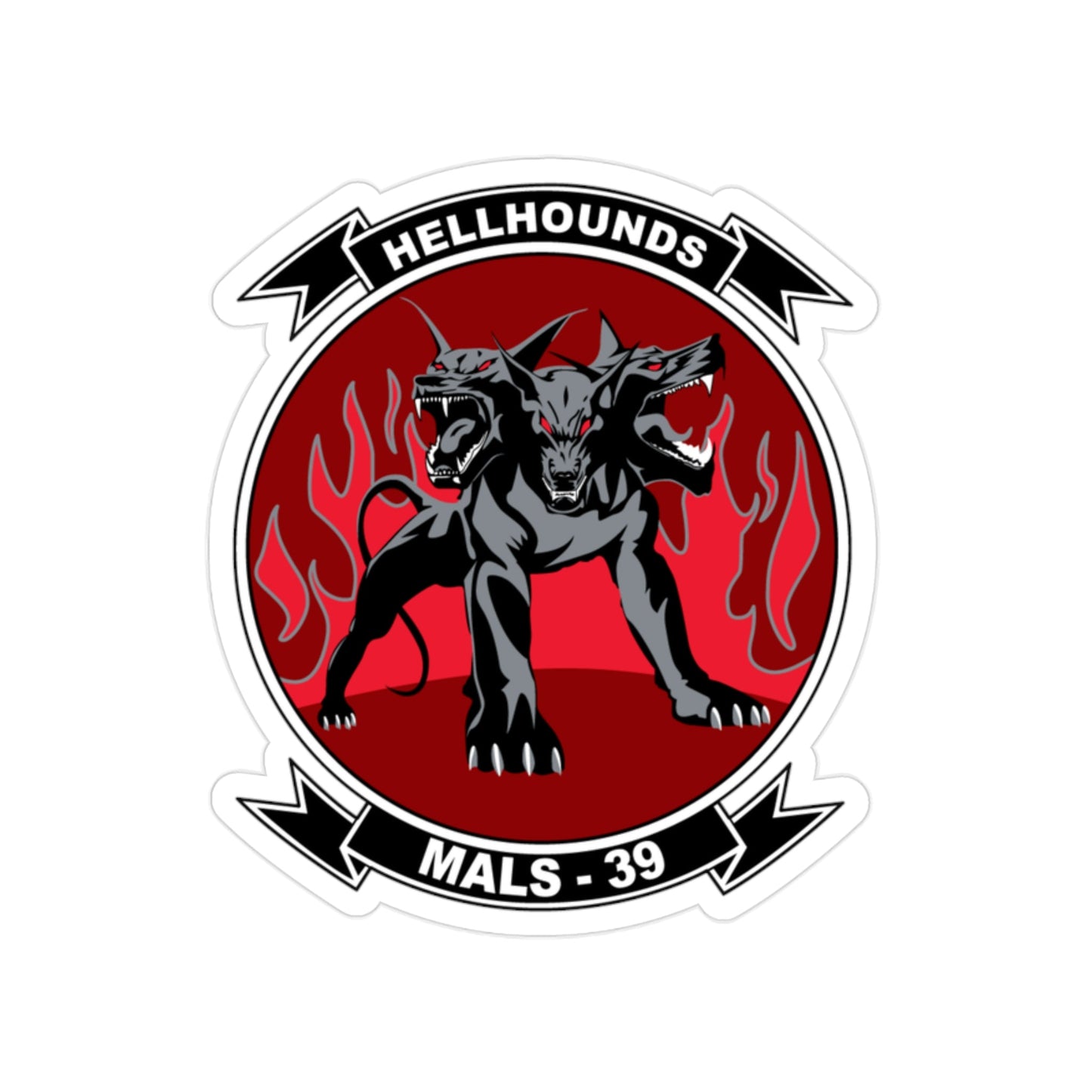 MALS 39 Hellhounds (USMC) Transparent STICKER Die-Cut Vinyl Decal-2 Inch-The Sticker Space