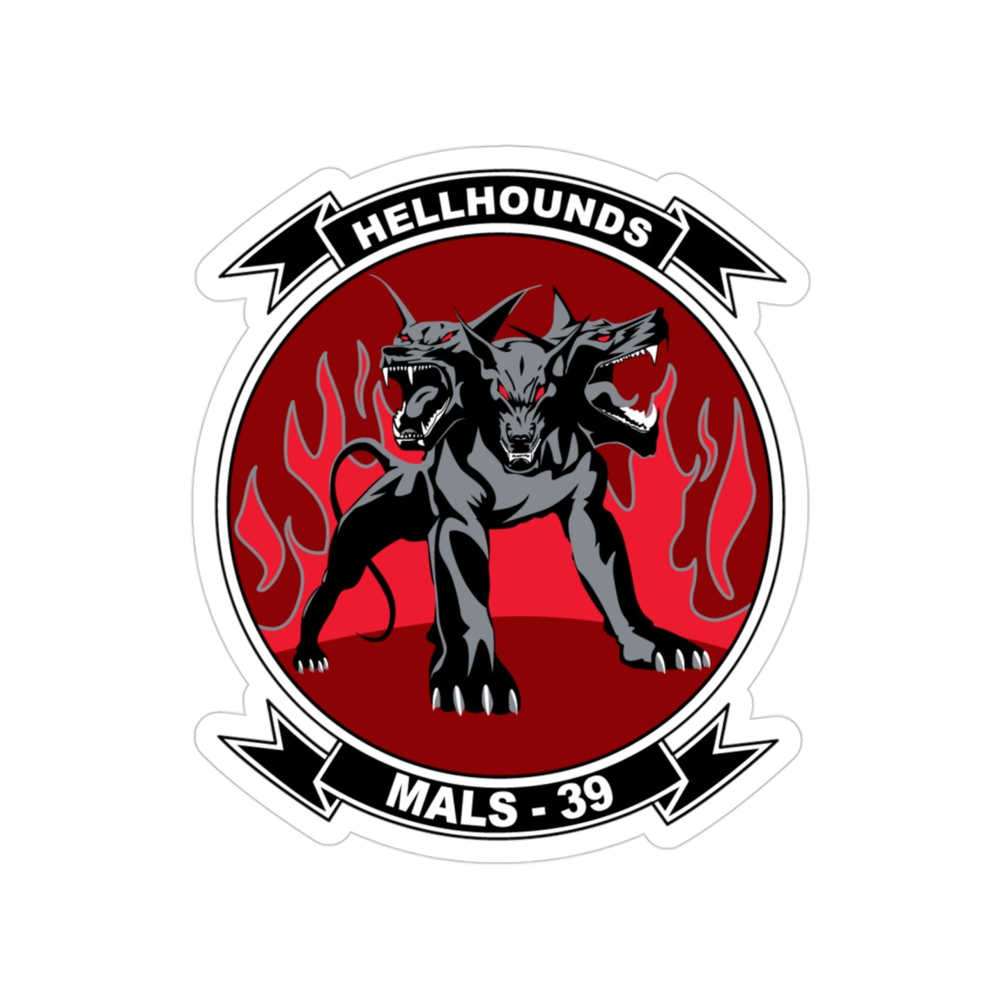 MALS 39 Hellhounds (USMC) Transparent STICKER Die-Cut Vinyl Decal-3 Inch-The Sticker Space