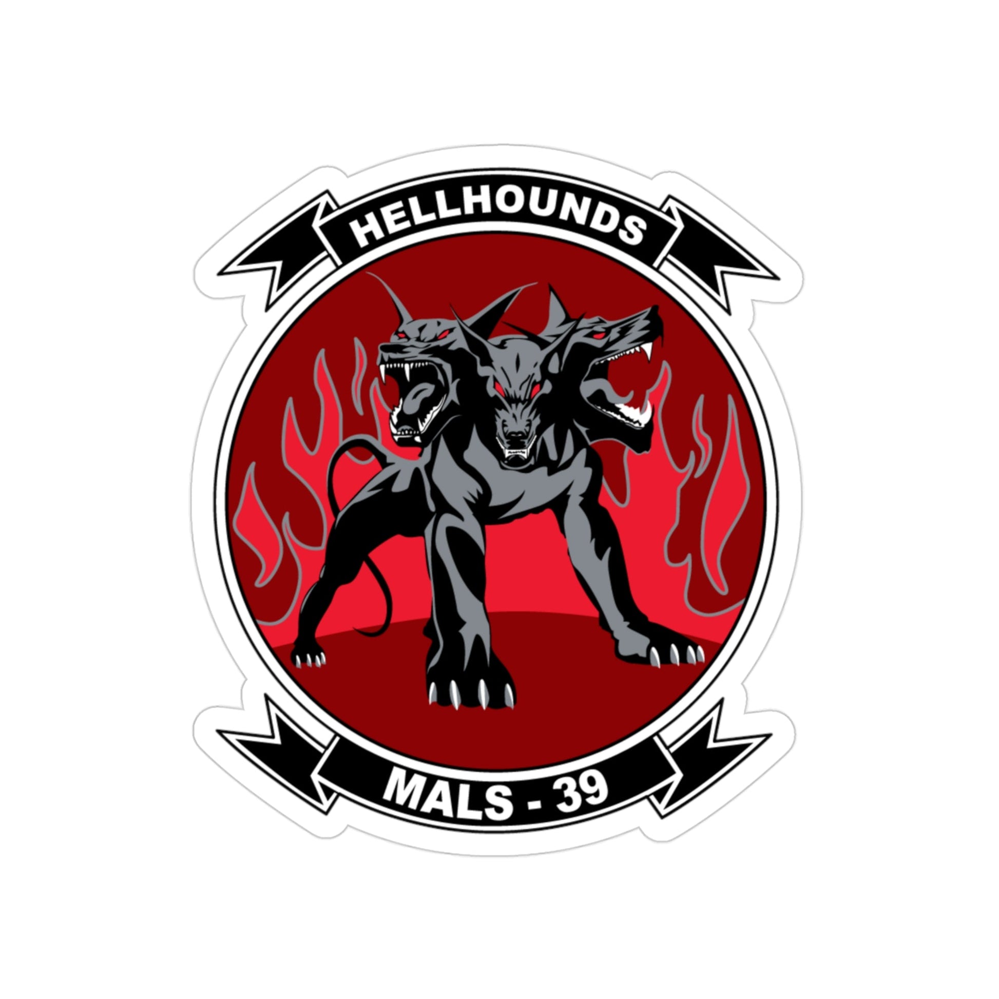 MALS 39 Hellhounds (USMC) Transparent STICKER Die-Cut Vinyl Decal-3 Inch-The Sticker Space
