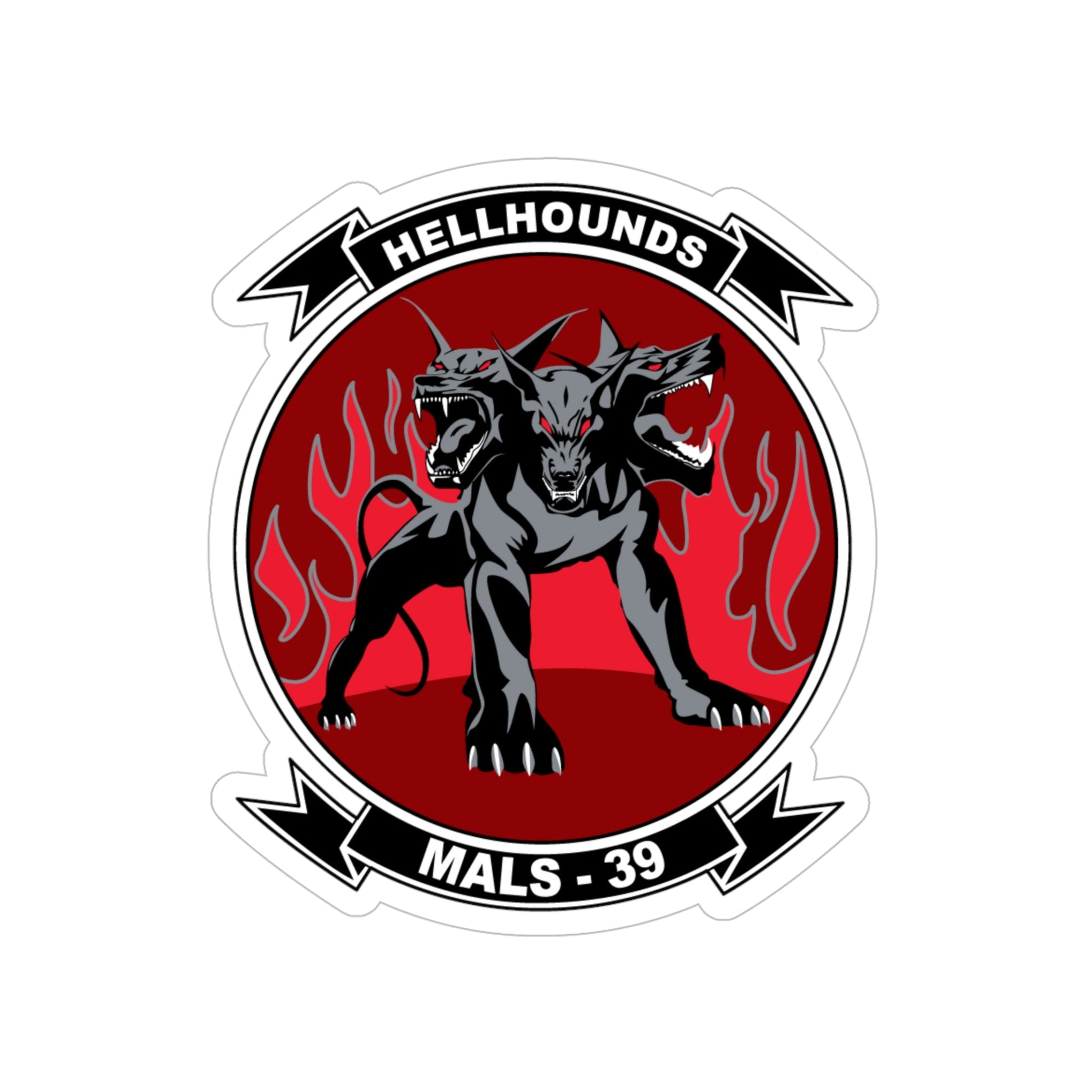 MALS 39 Hellhounds (USMC) Transparent STICKER Die-Cut Vinyl Decal-5 Inch-The Sticker Space