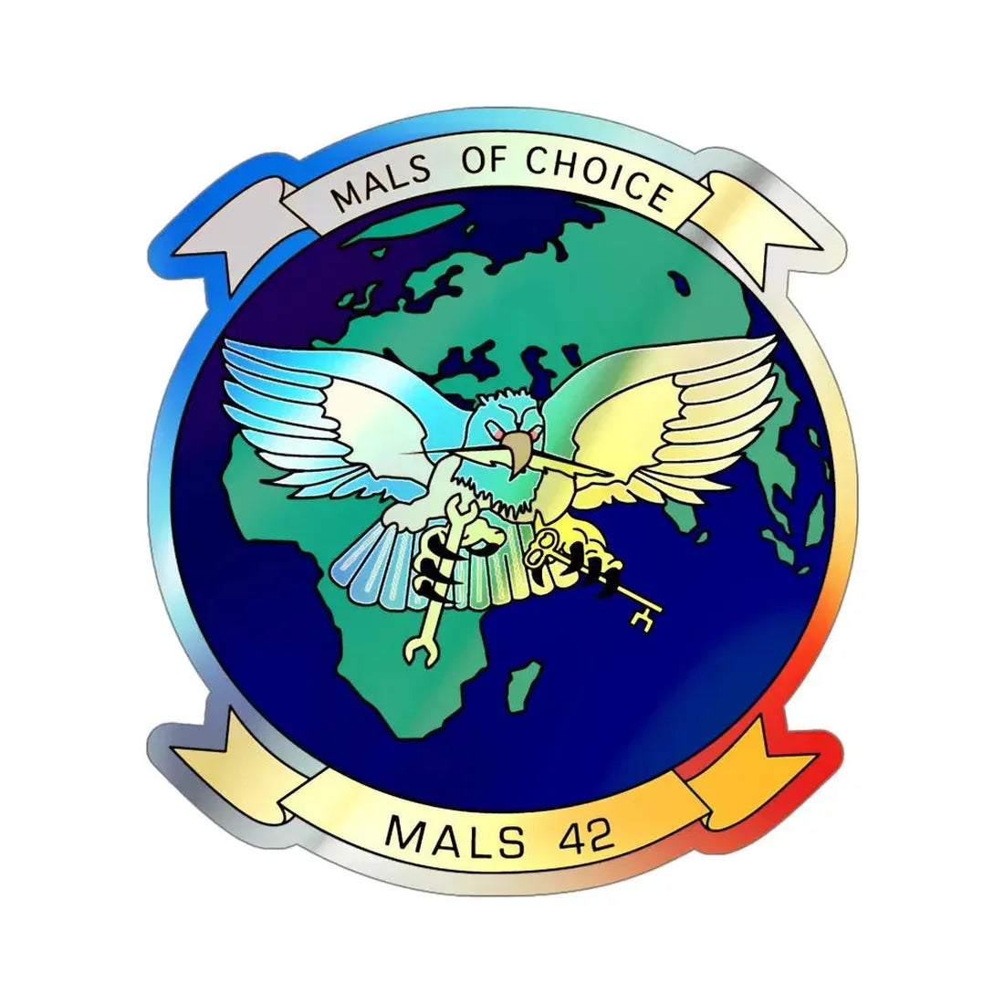 MALS 42 (USMC) Holographic STICKER Die-Cut Vinyl Decal 5 Inch Holographic - The Sticker Space