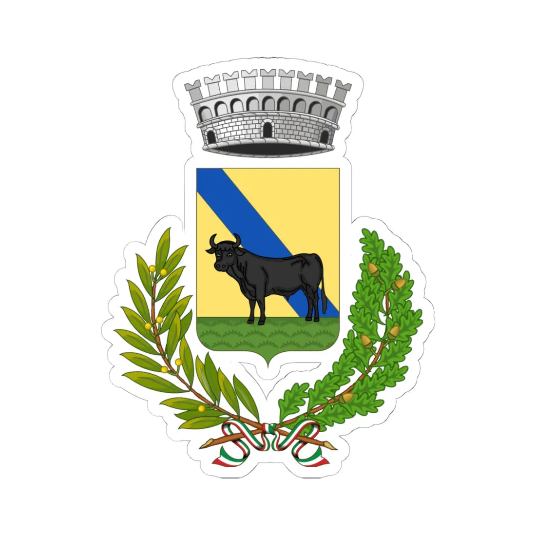 Mamoiada-Stemma (Italy) (Coat of Arms) STICKER Vinyl Kiss-Cut Decal 6 Inch White - The Sticker Space